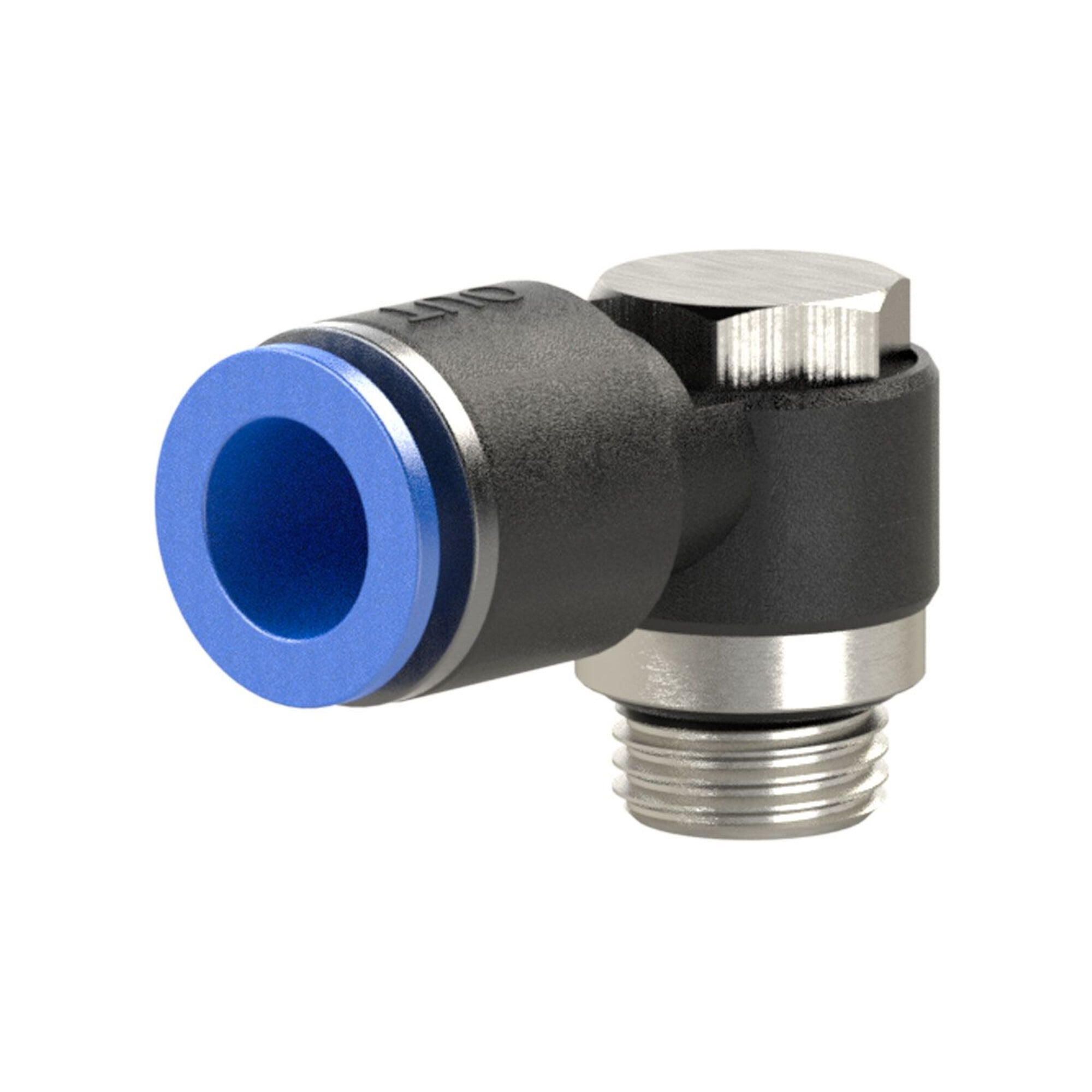 Riegler L-Steckverschraubung »Blaue Serie«, drehbar, M5 a., max.15, Ã ̃ 6mm