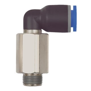 Riegler L-Steckverschraubung  »Blaue Serie « lang, drehbar, R 1/2 a., Ã˜ 6mm