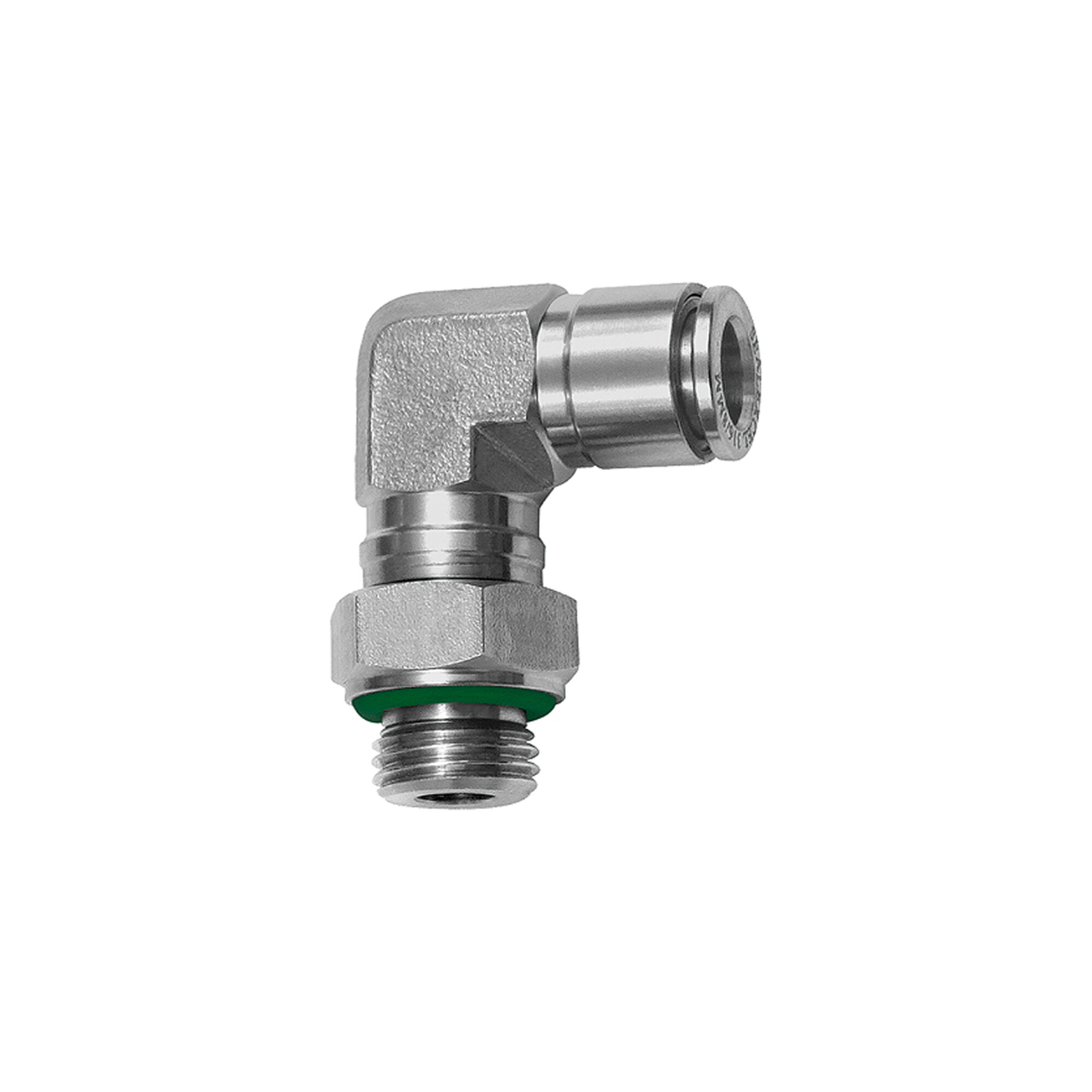 Riegler L-Steckverschraubung, drehbar, G 3/8 a., Schlauch-Ã ̃ 10, ES 1.4404