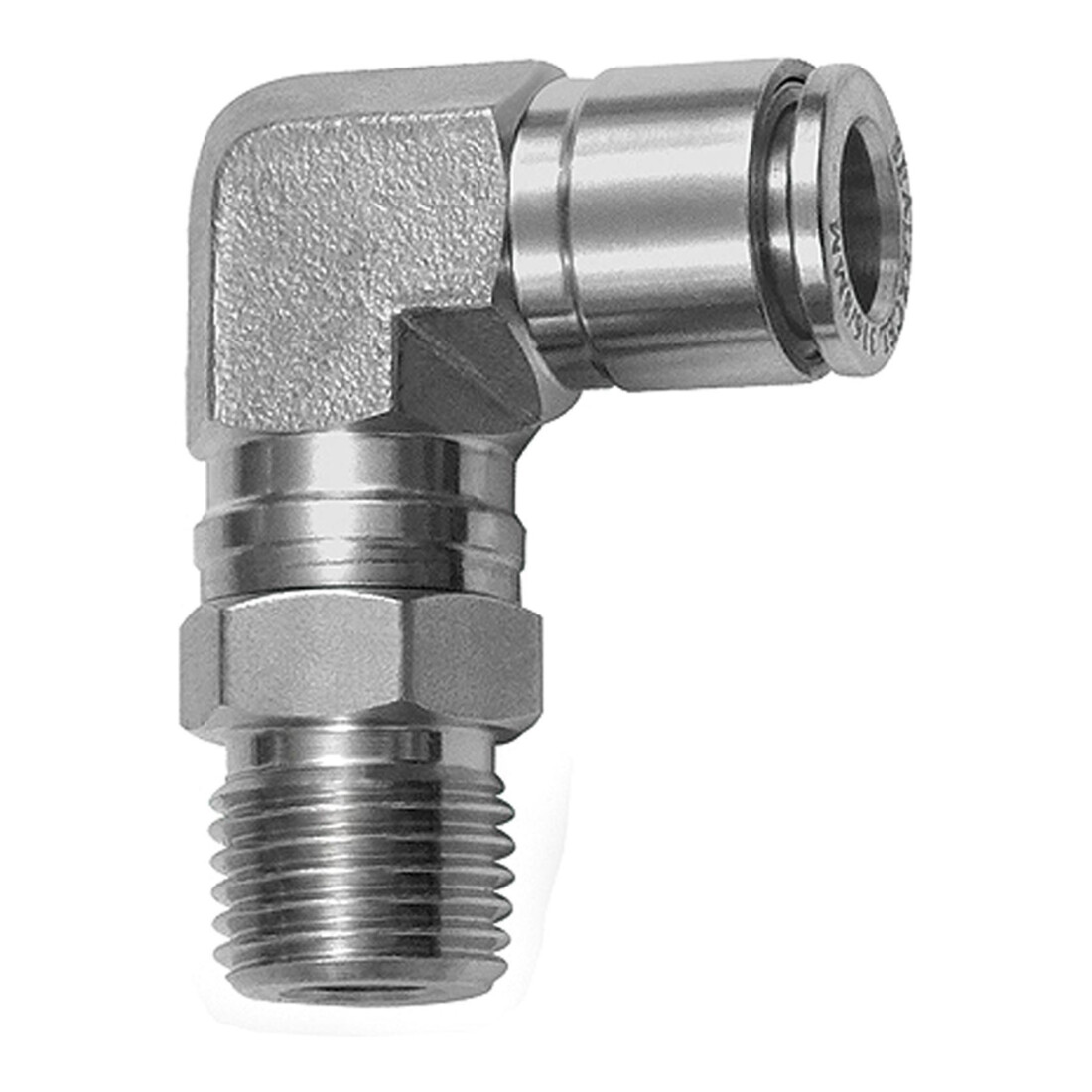 Riegler L-Steckverschraubung, drehbar, R 1/2 a., Schlauch-Ø 14, ES 1.4404