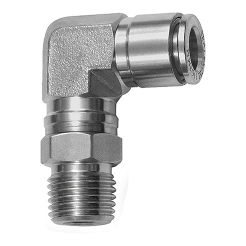 Riegler L-Steckverschraubung, drehbar, R 1/4 a., Schlauch-Ø 4, ES 1.4404