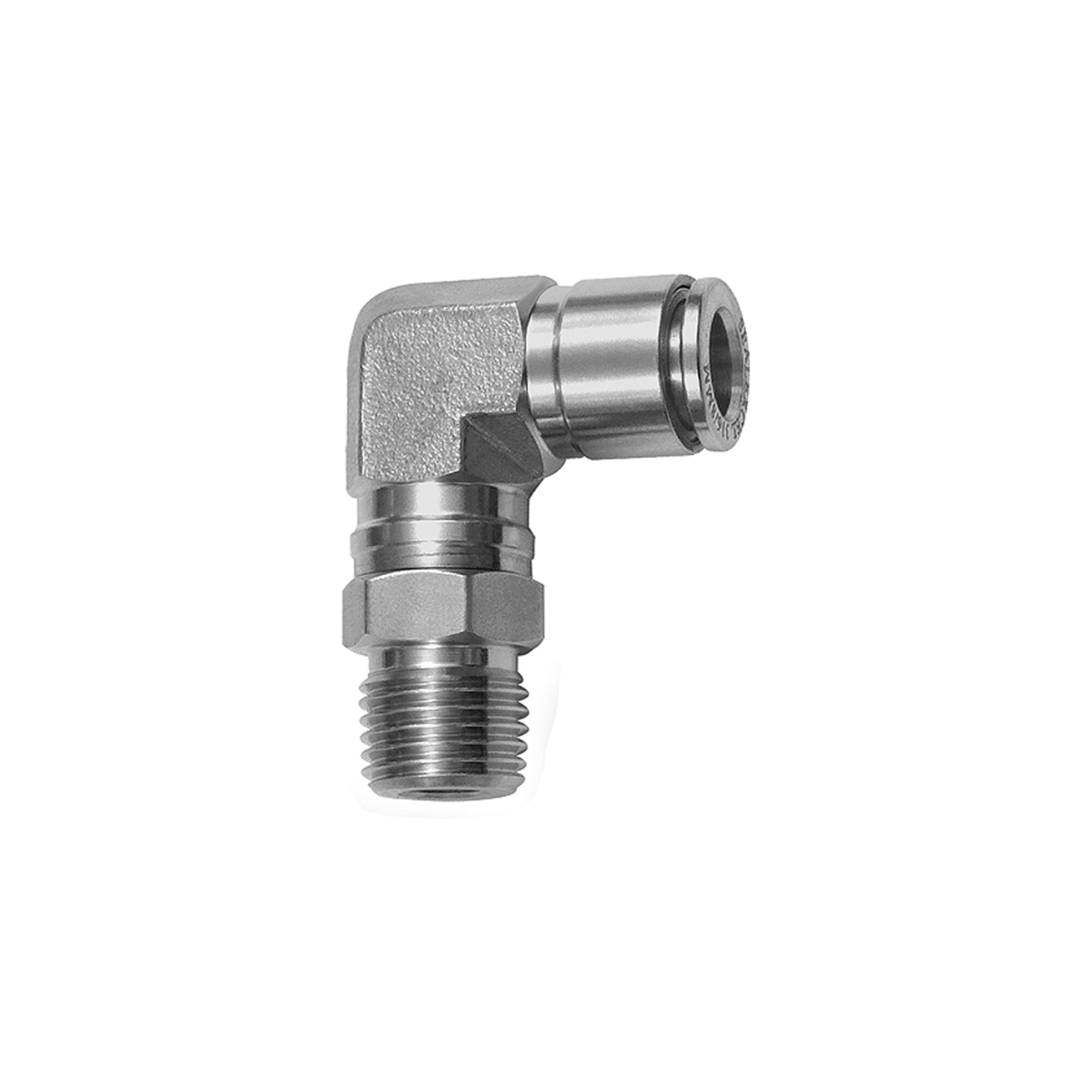 Riegler L-Steckverschraubung, drehbar, R 1/8 a., Schlauch-Ã ̃ 4, ES 1.4404