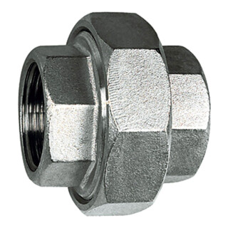 Riegler Lösb. Doppelgewindenippel, flach dichtend, G 1/4 i., ES 1.4408
