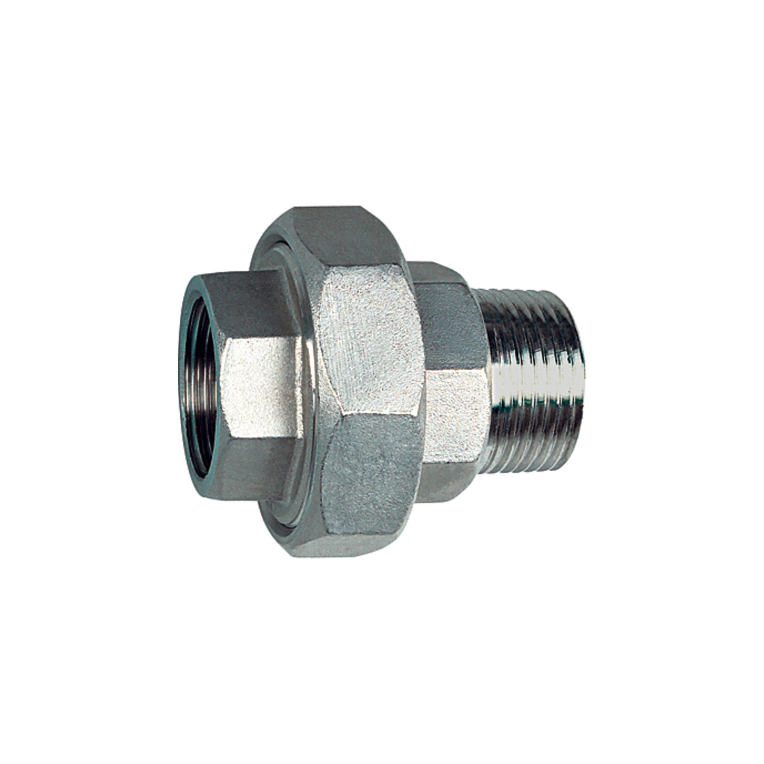 Riegler Lösb. Doppelgewindenippel IG/AG, flach dichtend G 1 1/2 ES 1.4408