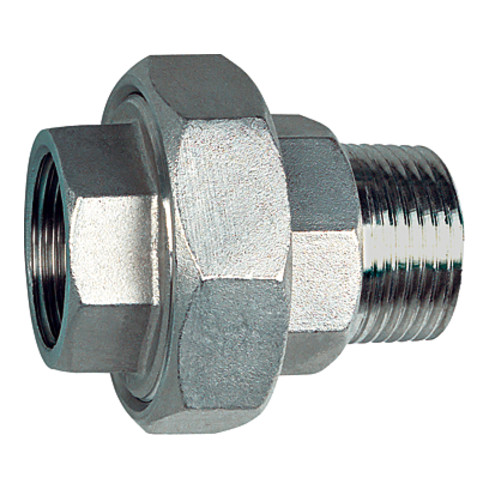 Riegler Lösb. Doppelgewindenippel, IG/AG, flach dichtend G 1/2, ES 1.4408