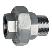 Riegler Lösb. Doppelgewindenippel, IG/AG, flach dichtend, G 2, ES 1.4408-1
