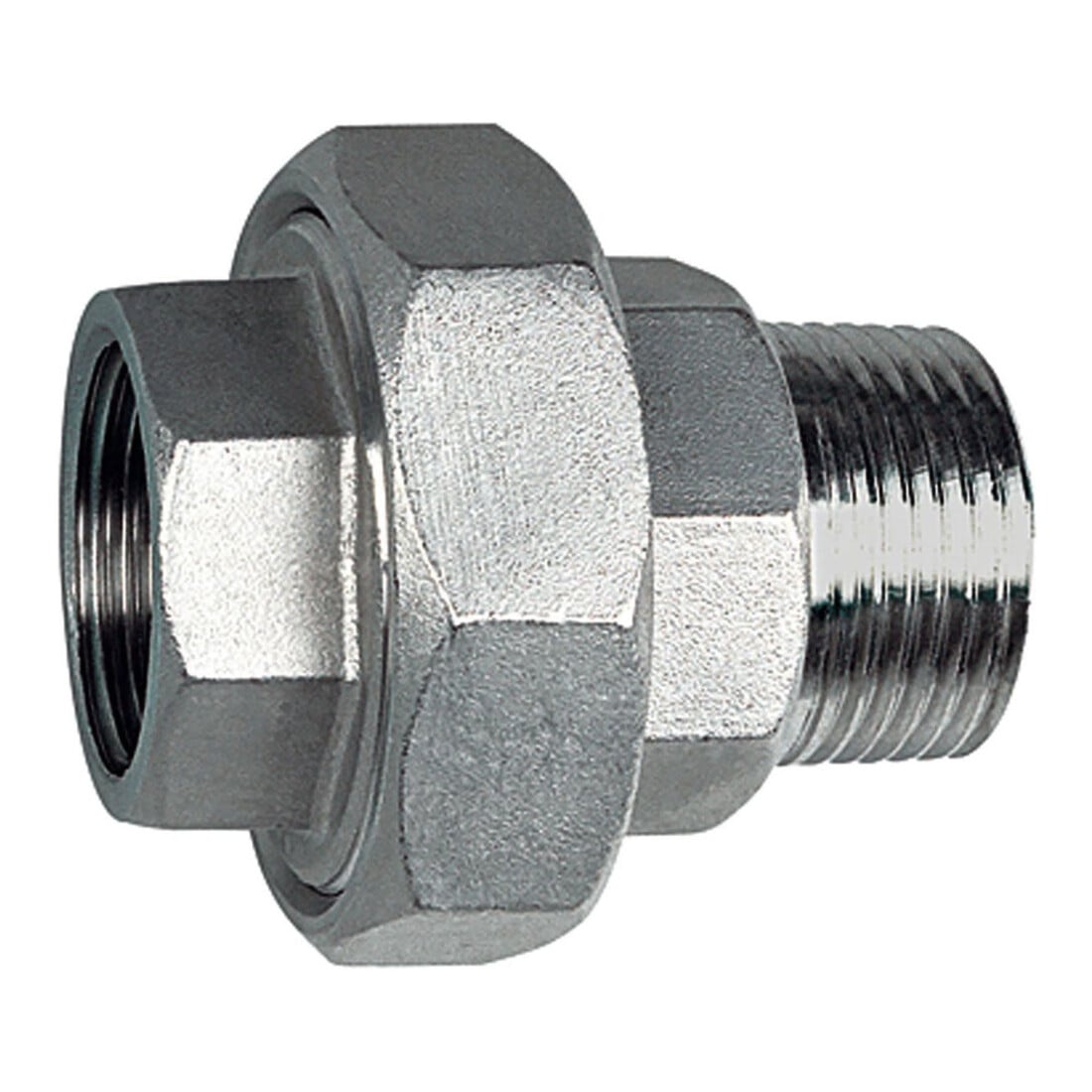 Riegler Lösb. Doppelgewindenippel, IG/AG, flach dichtend G 3/8, ES 1.4408