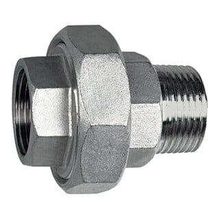 Riegler Lösb. Doppelgewindenippel, IG/AG, kon. dichtend, G 1/4, ES 1.4408