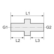 Riegler Manchon double filetage, cyl., G 3/4 ext., G 3/4 ext., clé 32, MS verni-5