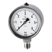 Riegler Mano, acier CrNi, sécurité, G 1/4 radial bas, 0-100,0 bar, Ø 63-1
