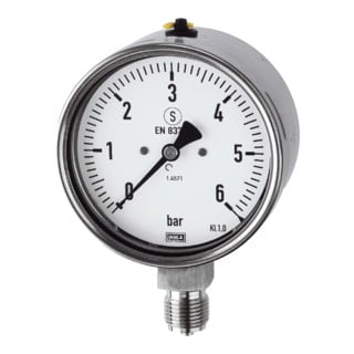 Riegler Mano, CrNi-Stahl, Sicherh., G 1/4 radial unten, 0-25,0 bar, Ã˜ 63