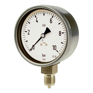 Riegler Manometer, CrNi-Stahl, G 1/2 radial unten, 0 - 2,5 bar, Ã˜ 100