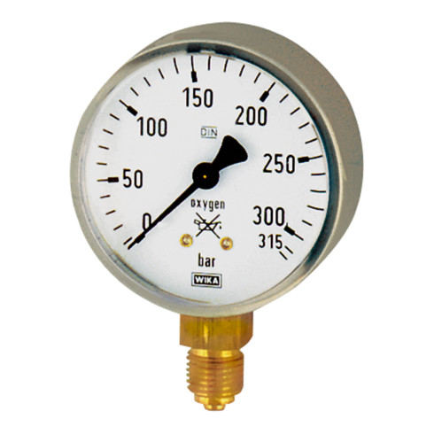 Riegler Manometer Sauerstoff, G 1/4 radial unten, 0 - 400 bar, Ã˜ 63 mm