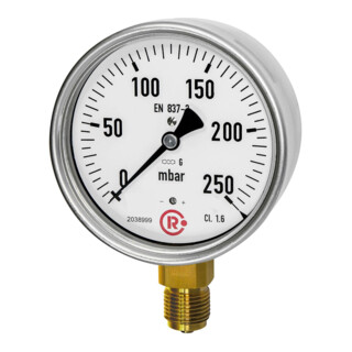 Riegler Manomètre à capsule, G 1/2 radial bas, 0 - 400 mbar, Ø 100, 6817-R