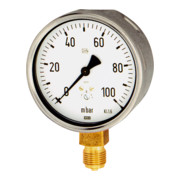 Riegler Manomètre à capsule, G 1/2 radial bas, -100 / 0 mbar, Ø 100, 6802-1