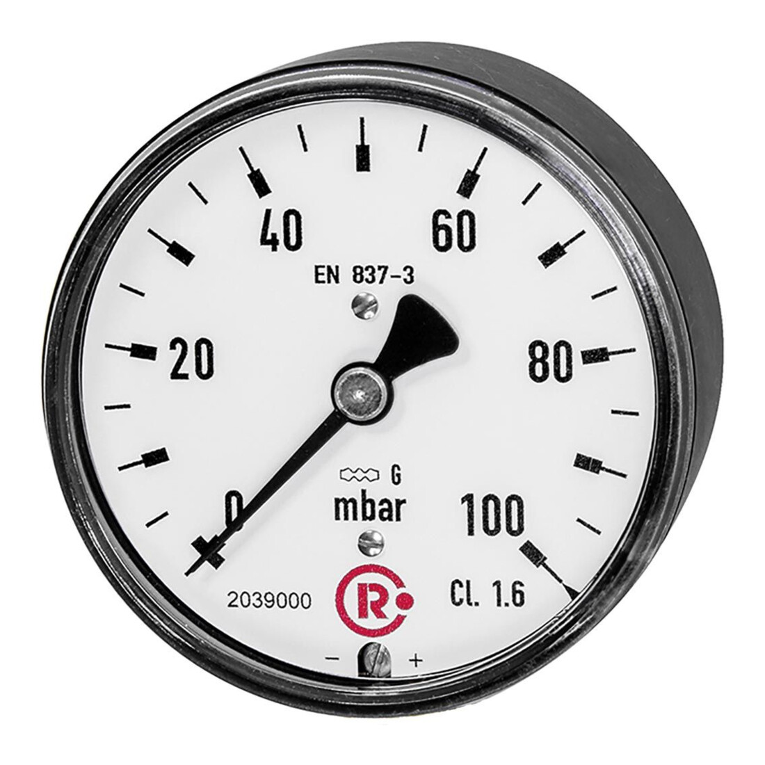 Riegler Manomètre à capsule, G 1/4 arrière centré, 0 - 100 mbar, Ø 63, 5823-R