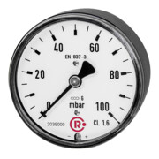 Riegler Manomètre à capsule, G 1/4 arrière centré, 0 - 40 mbar, Ø 63, 5821-R-1