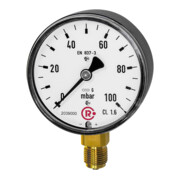 Riegler Manomètre à capsule, G 1/4 radial bas, 0 - 100 mbar, Ø 63, 5814-R-1