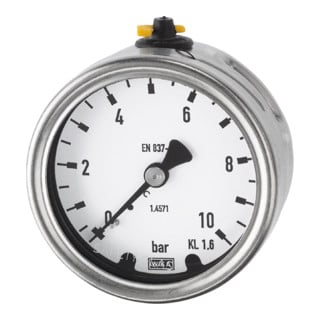 Riegler Manomètre, acier CrNi, G 1/4 arrière centré, 0 - 10,0 bar, Ø 63