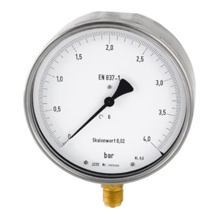 Riegler Manomètre de précision, G 1/2 radial bas, 0 - 10,0 bar, Ø 160, 1165