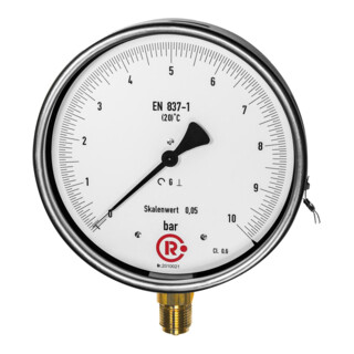 Riegler Manomètre de précision, G 1/2 radial bas, 0 - 4,0 bar, Ø 160, 1163-R