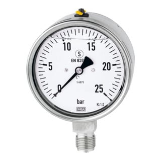 Riegler Manomètre glycériné, acier CrNi, sécurité, G 1/4 bas, 0-60,0 bar, Ø 63