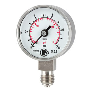 Riegler Manomètre standard, acier CrNi, G 1/4 bas, 0 - 2,5 bar, Ø 40