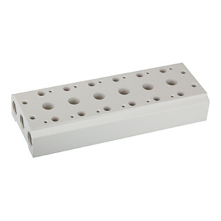 Riegler Mehrfach-Grundplatte für 5/2-5/3-Wegeventile, 7 Pos., M5, G 1/8