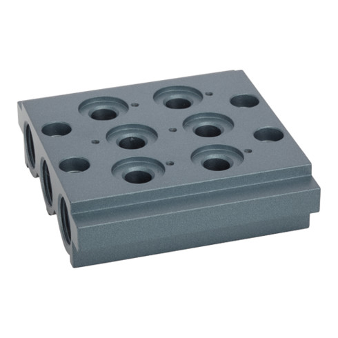 Riegler Mehrfach-Grundplatte für Wegeventile, 2 Ventilpositionen, G 1/4