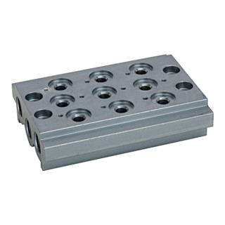Riegler Mehrfach-Grundplatte für Wegeventile, 4 Ventilpositionen, G 1/8