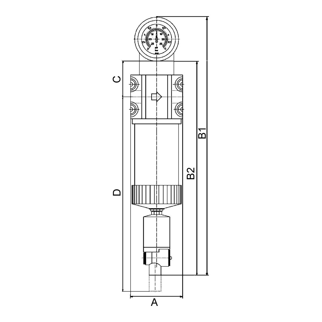 Riegler Mikrofilter mit Differenzdruckmanometer, 0,01 µm, G 1