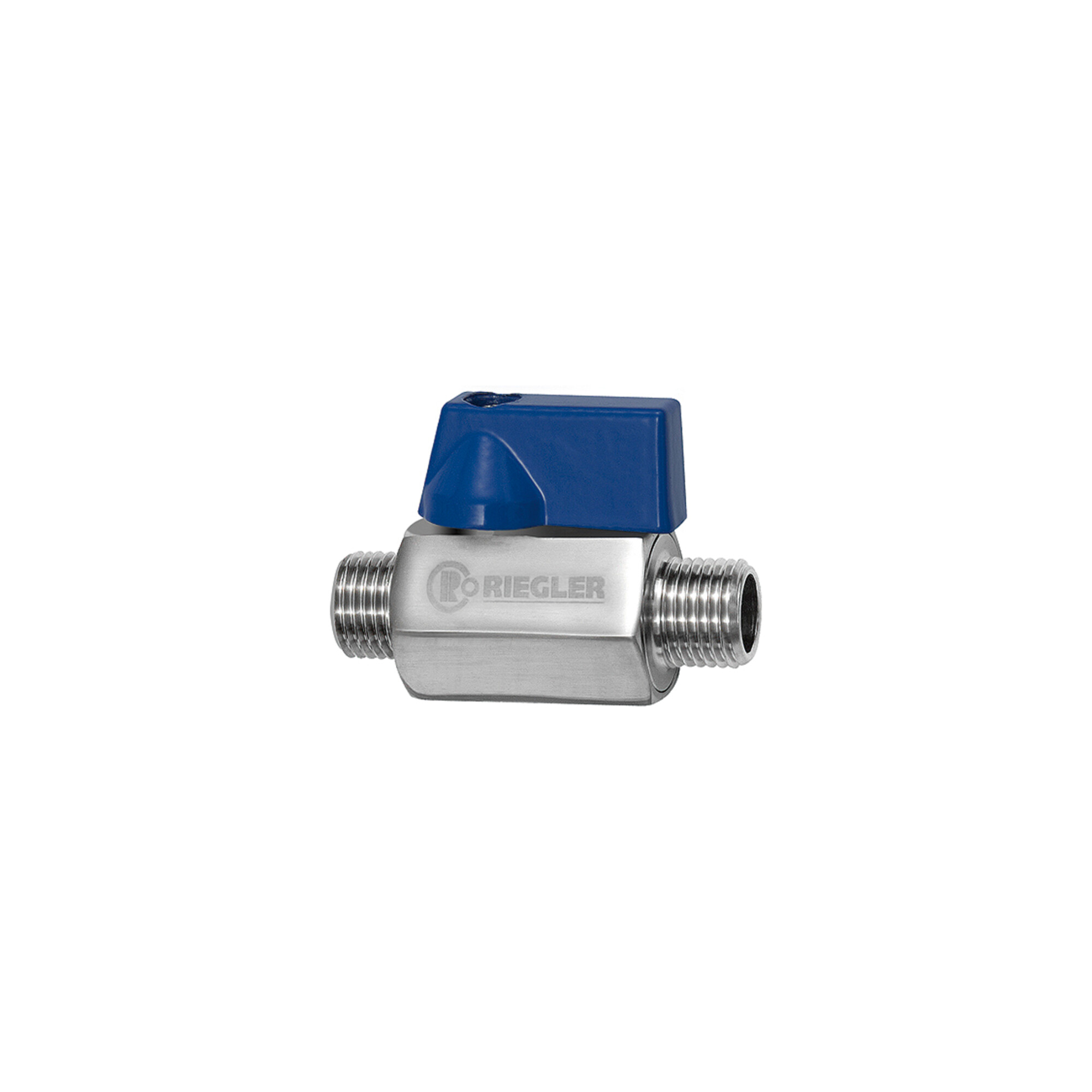 Riegler Mini-Kugelhahn, Edelstahl 1.4401, AG/AG, G 3/8, DN 10