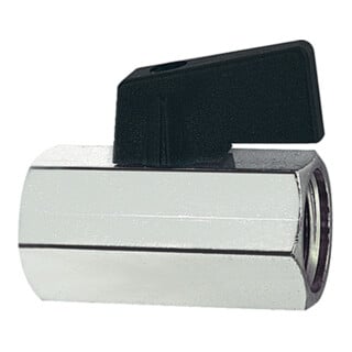 Riegler Mini-Kugelhahn, glatte Oberfläche, MS vern., G 1/2 IG, DN 10