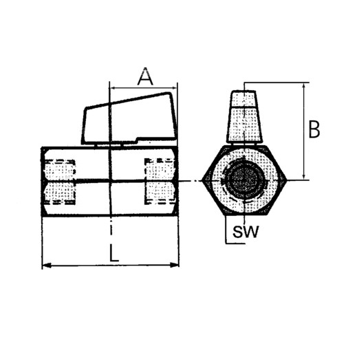 Riegler Mini-Kugelhahn, glatte Oberfläche, MS vern., G 1/8 IG, DN 8