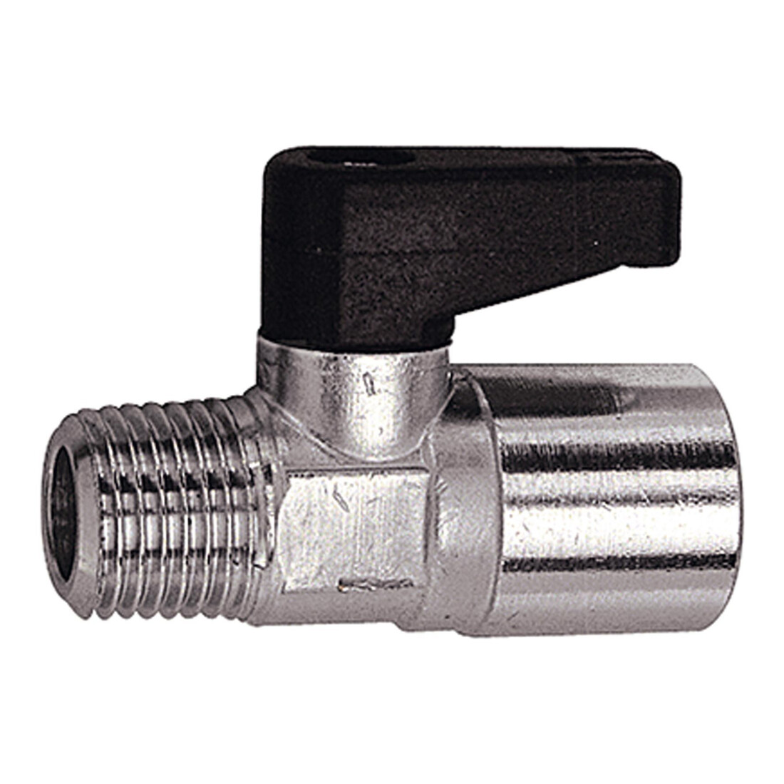 Riegler Mini-Kugelhahn mit Drehgriff, Messing vern., R/Rp 1/4 AG / 1/8 IG