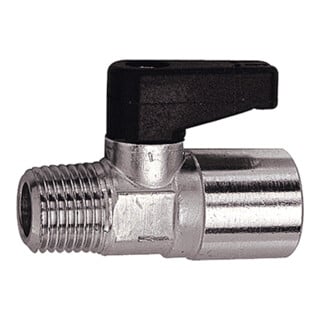 Riegler Mini-Kugelhahn mit Drehgriff, Messing vernickelt, R/Rp 1/8 AG/IG