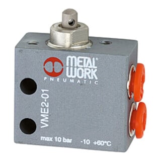 Riegler Mini-vanne 3/2 voies, mécanique, tige, NC, M5 latéral