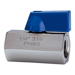 Riegler Mini-vanne à bille, acier inoxydable 1.4401, FI/FI, G 1/4, DN 8