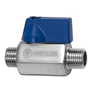 Riegler Mini-vanne à bille, acier inoxydable 1.4401, M/M, G 1/2, DN 15