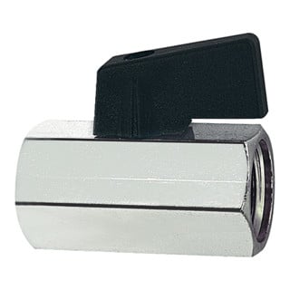 Riegler Mini-vanne à bille, surface lisse, MS nickelé, G 3/4 F, DN 13,5