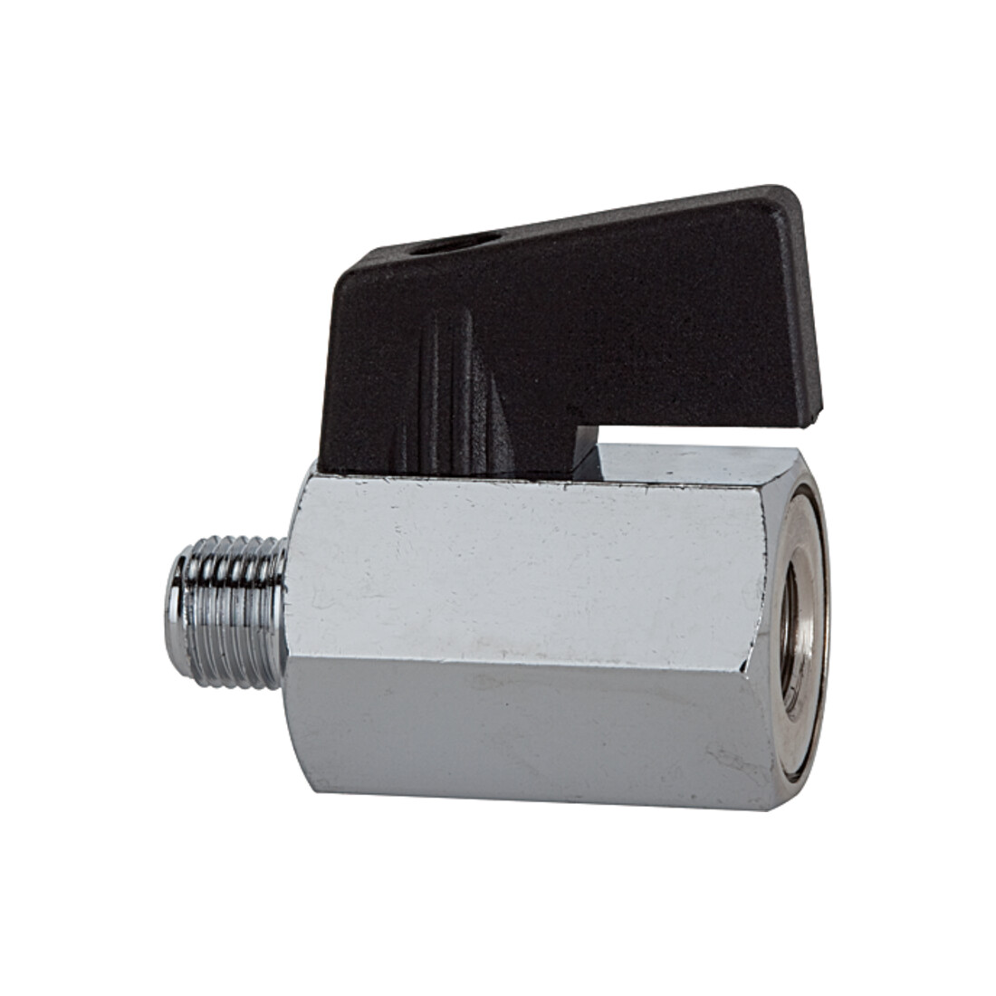 Riegler Mini-vanne à bille, surface lisse, MS nickelé, G 3/4 F/M, DN 13,5