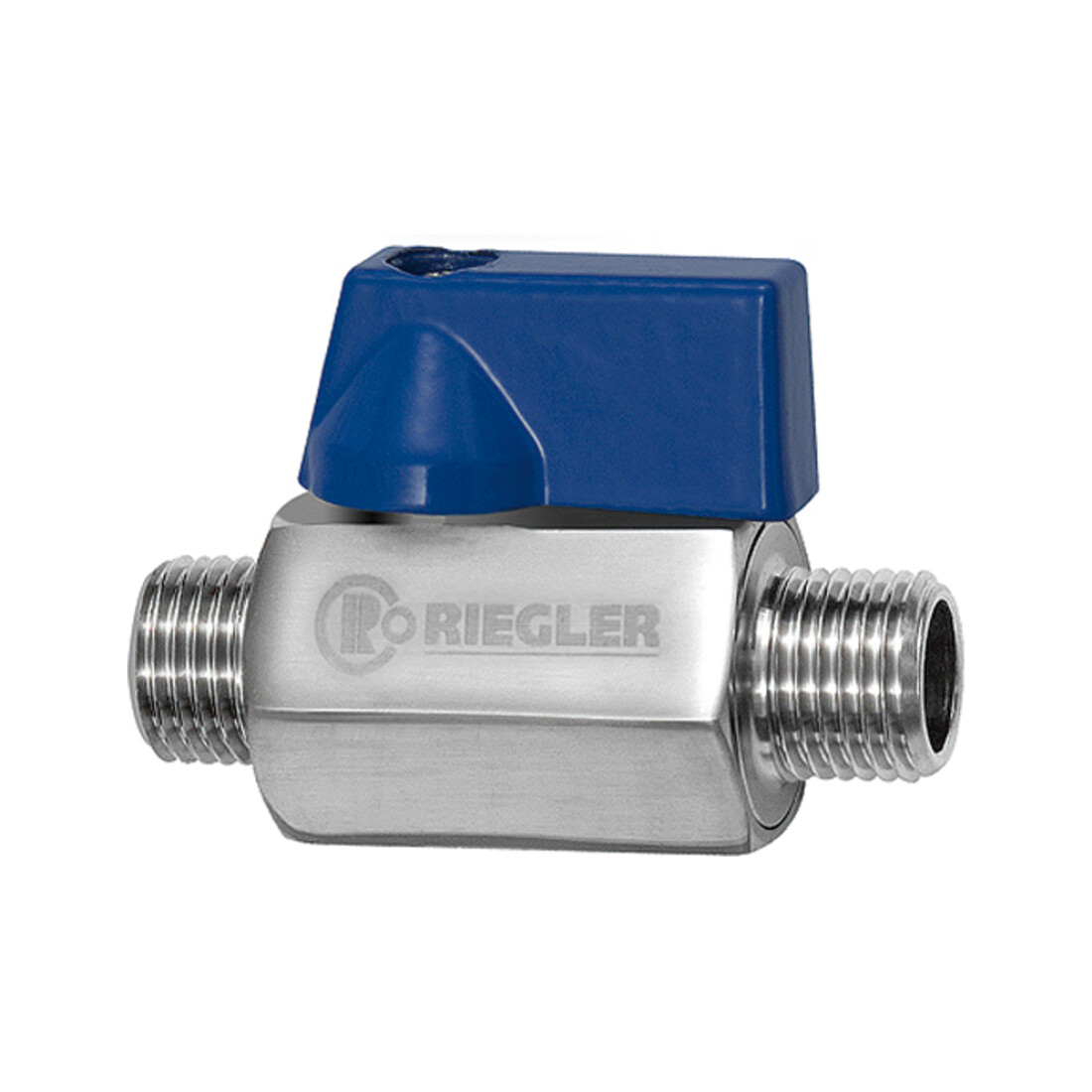 Riegler Mini-vanne à boisseau sphérique, acier inoxydable 1.4401, M/M, G 1/4, DN 8