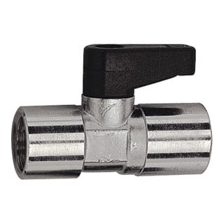 Riegler Mini-vanne à boisseau sphérique avec poignée tournante, laiton nickelé, Rp 1/8 IG