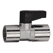 Riegler Mini-vanne à boisseau sphérique avec poignée tournante, laiton nickelé, Rp 1/8 IG-1