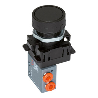 Riegler Minivanne 3/2, manuelle, bouton-poussoir, NC, monostable, 4mm latéral