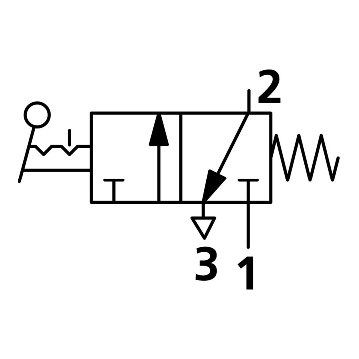 Riegler Minivanne 3/2, manuelle, levier rotatif, NC, bistable, M5 latéral