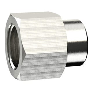 Riegler Muffe, reduzierend, M5 i., G 1/8 i., SW 14, Messing vernickelt