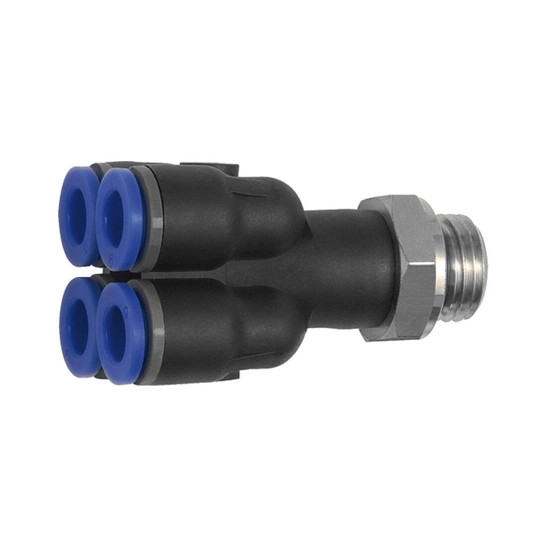 Riegler Multiprises « Série Bleue », 4 voies, rotatif, G 1/8 à Ø 4mm