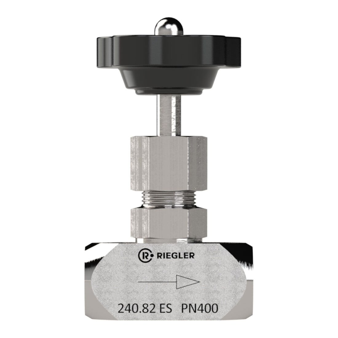 Riegler Nadelventil, Edelstahl 1.4571, G 1/4, DN 5, PN max. 400 bar