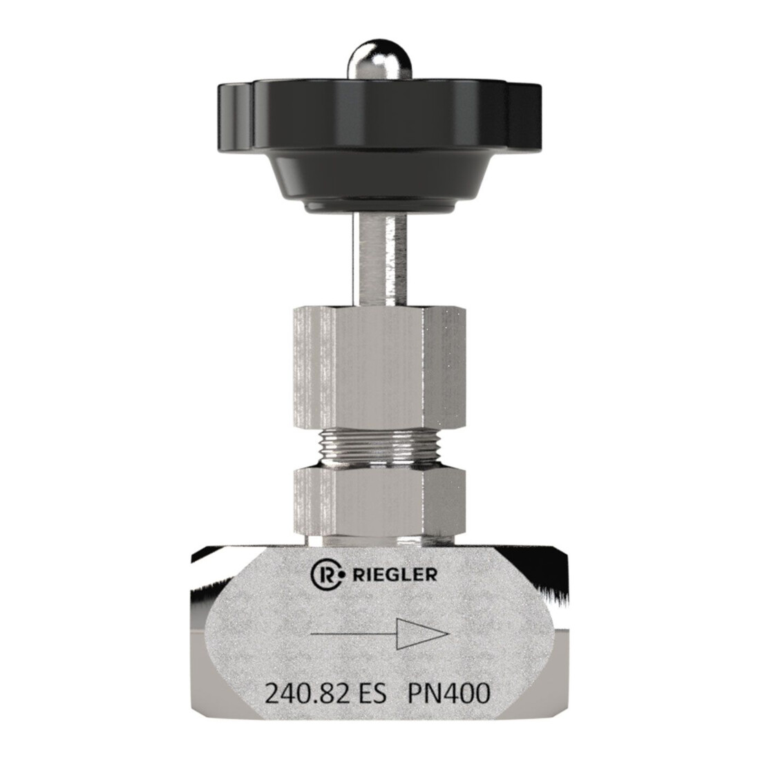 Riegler Nadelventil, Edelstahl 1.4571, G 1/8, DN 4, PN max. 400 bar